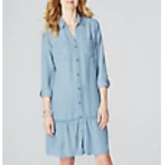 J. Jill Dresses & Skirts - J Jill Tencel Flounce Button Down Tunic Dress